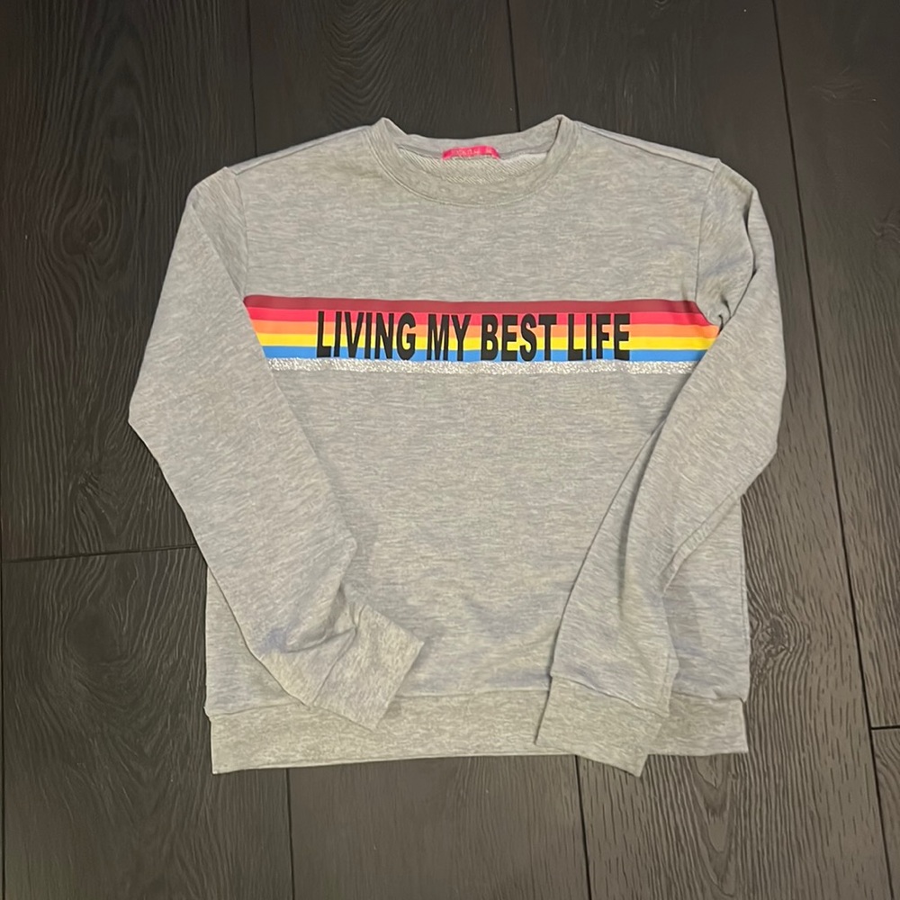 Grey LIVING MY BEST LIFE sweatshirt